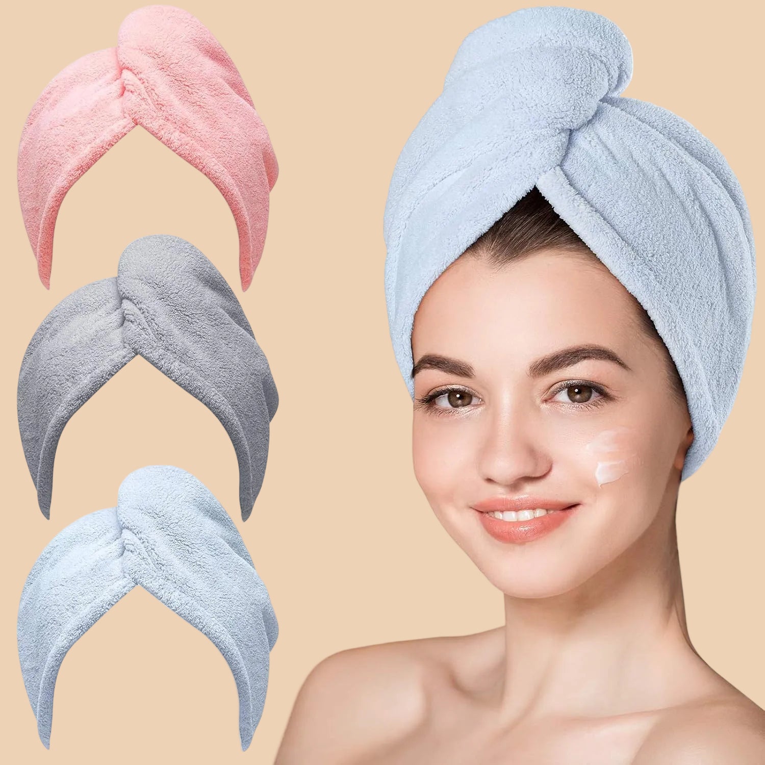 [PACK OF 3] Lovellee Hair Towel for Drying and Frizz Control