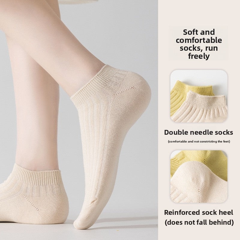 [PACK OF 5] Lovellee Ankle Socks for Women Summer Thin Breathable