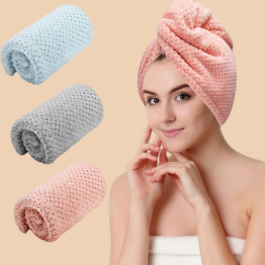 [PACK OF 3] Lovellee Hair Towel for Drying and Frizz Control