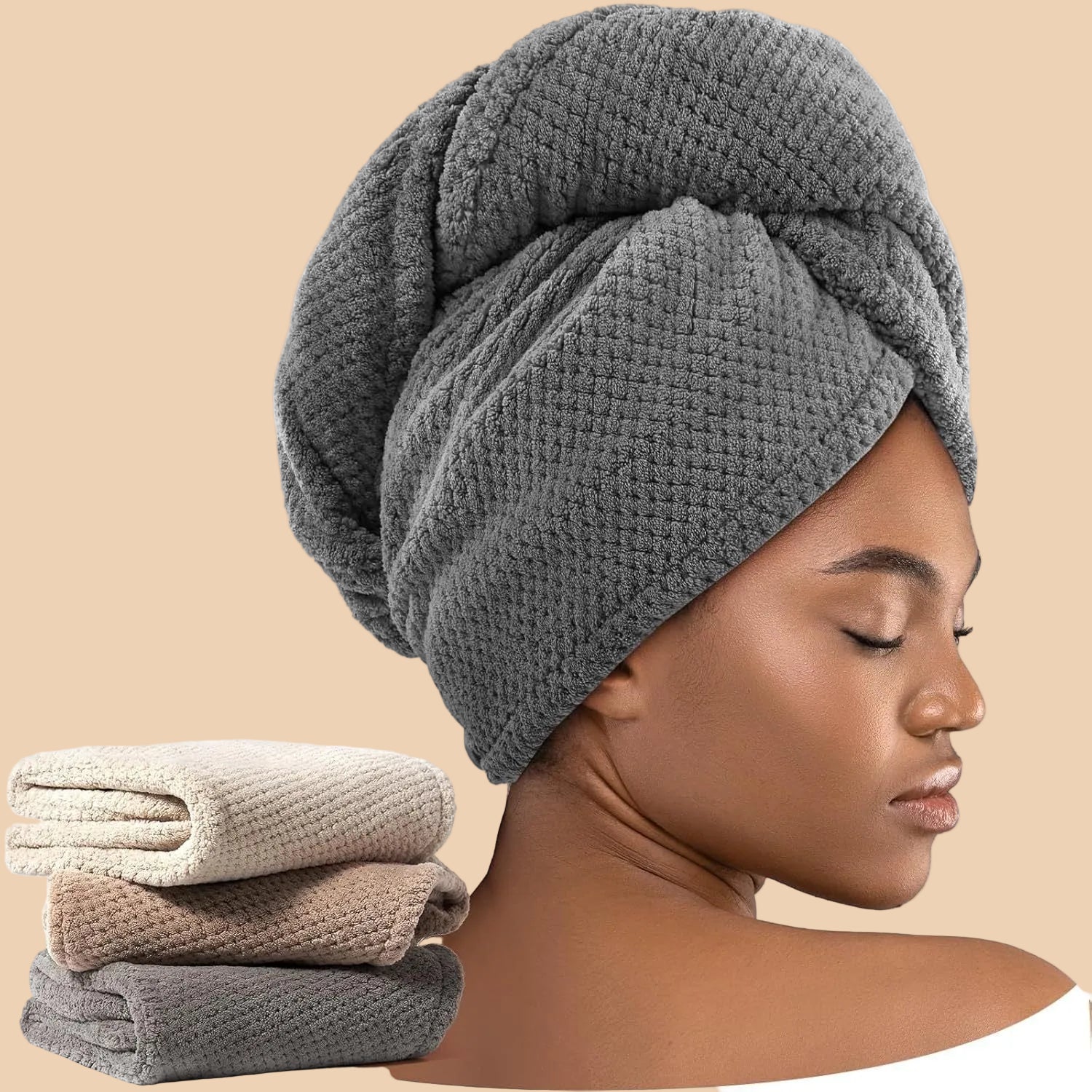 [PACK OF 3] Lovellee Hair Towel for Drying and Frizz Control
