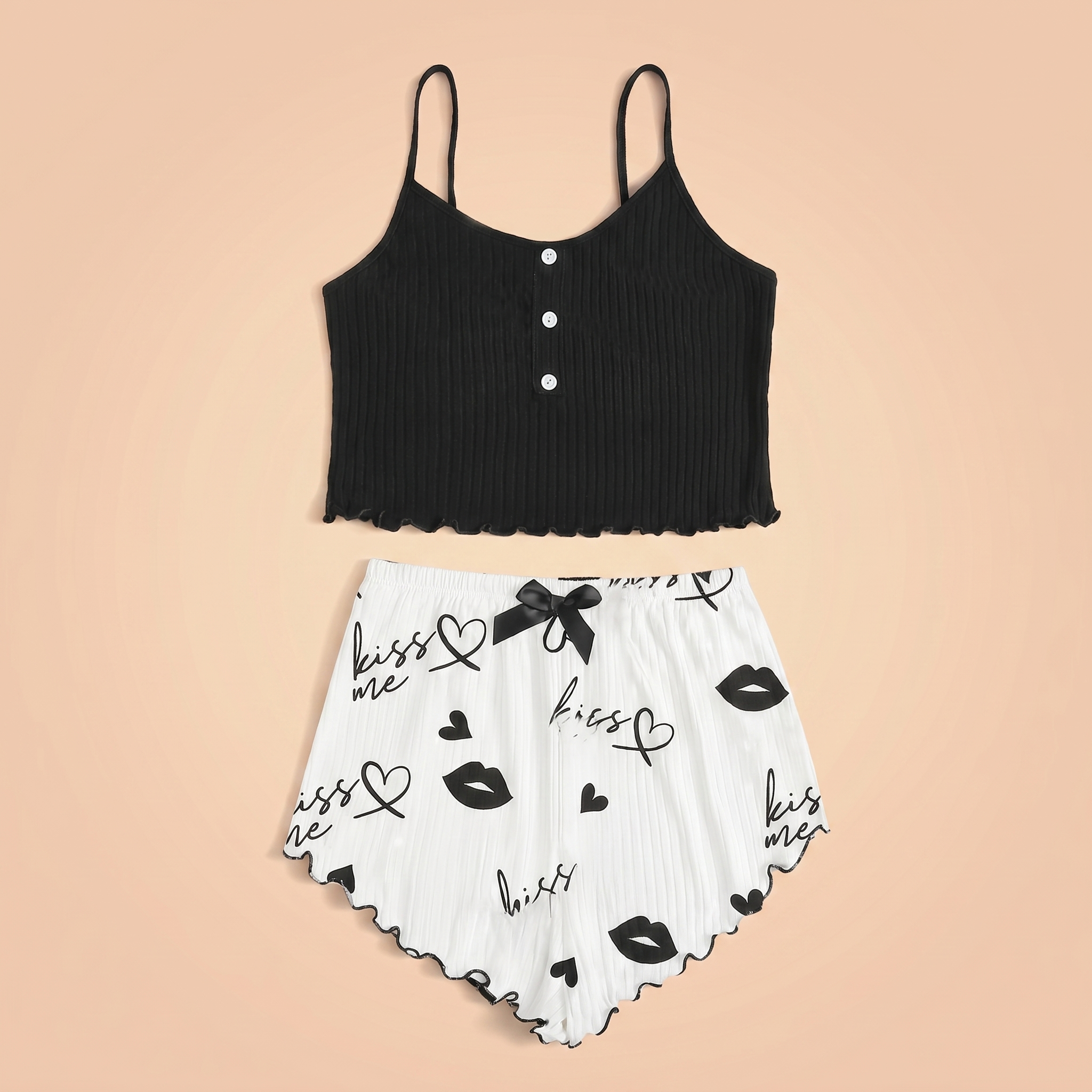 Lovellee Ribbed Camisole Shorts Set
