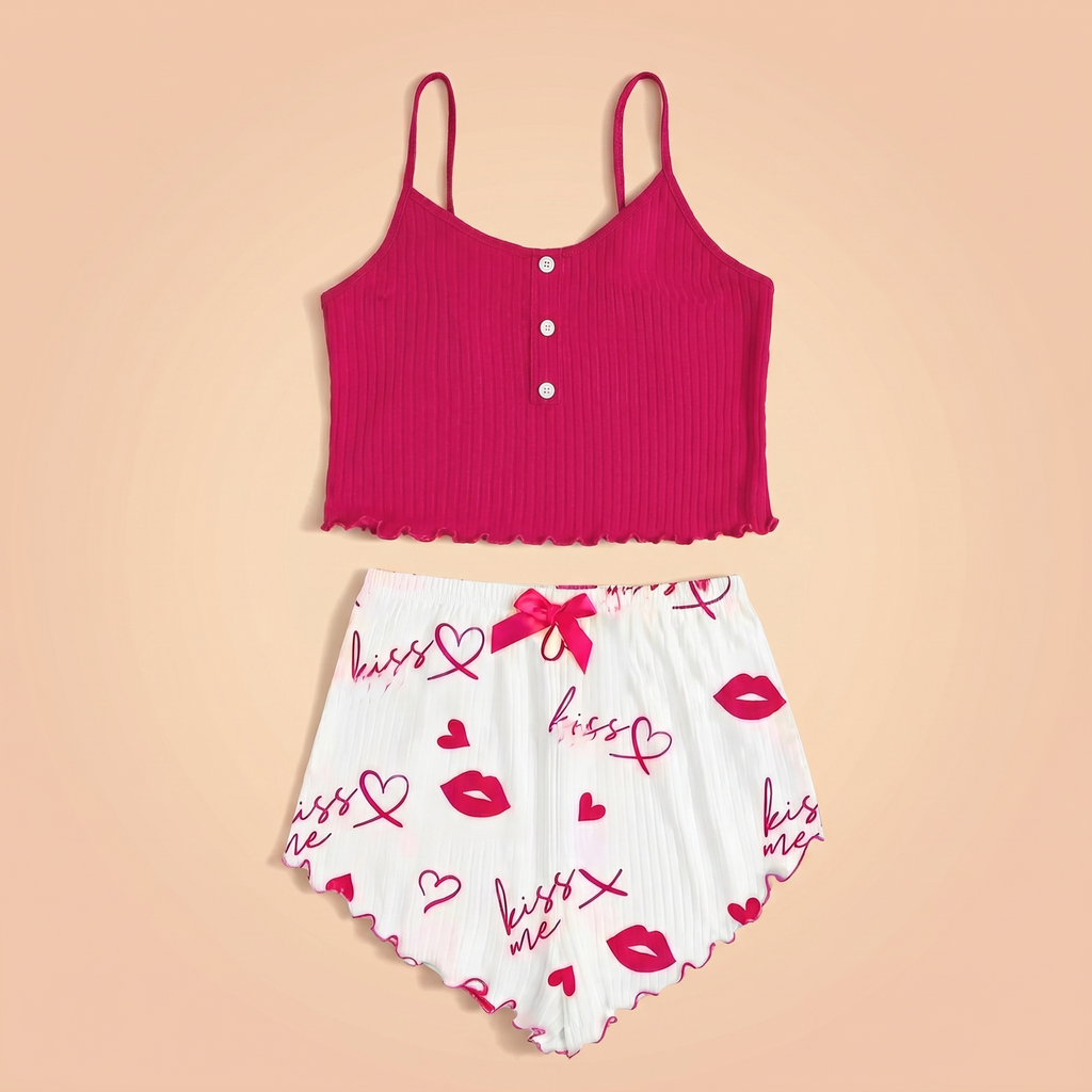 Lovellee Ribbed Camisole Shorts Set