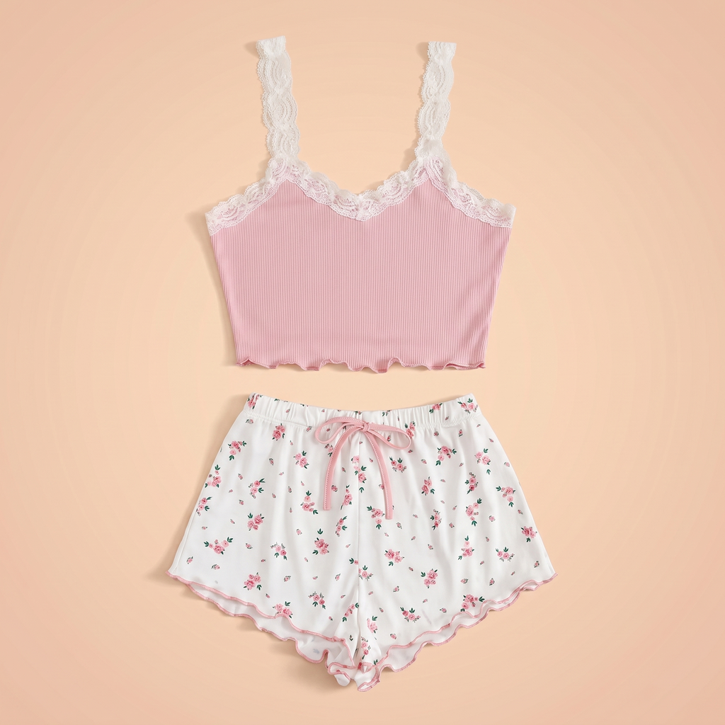 Lovellee Ribbed Camisole Shorts Set