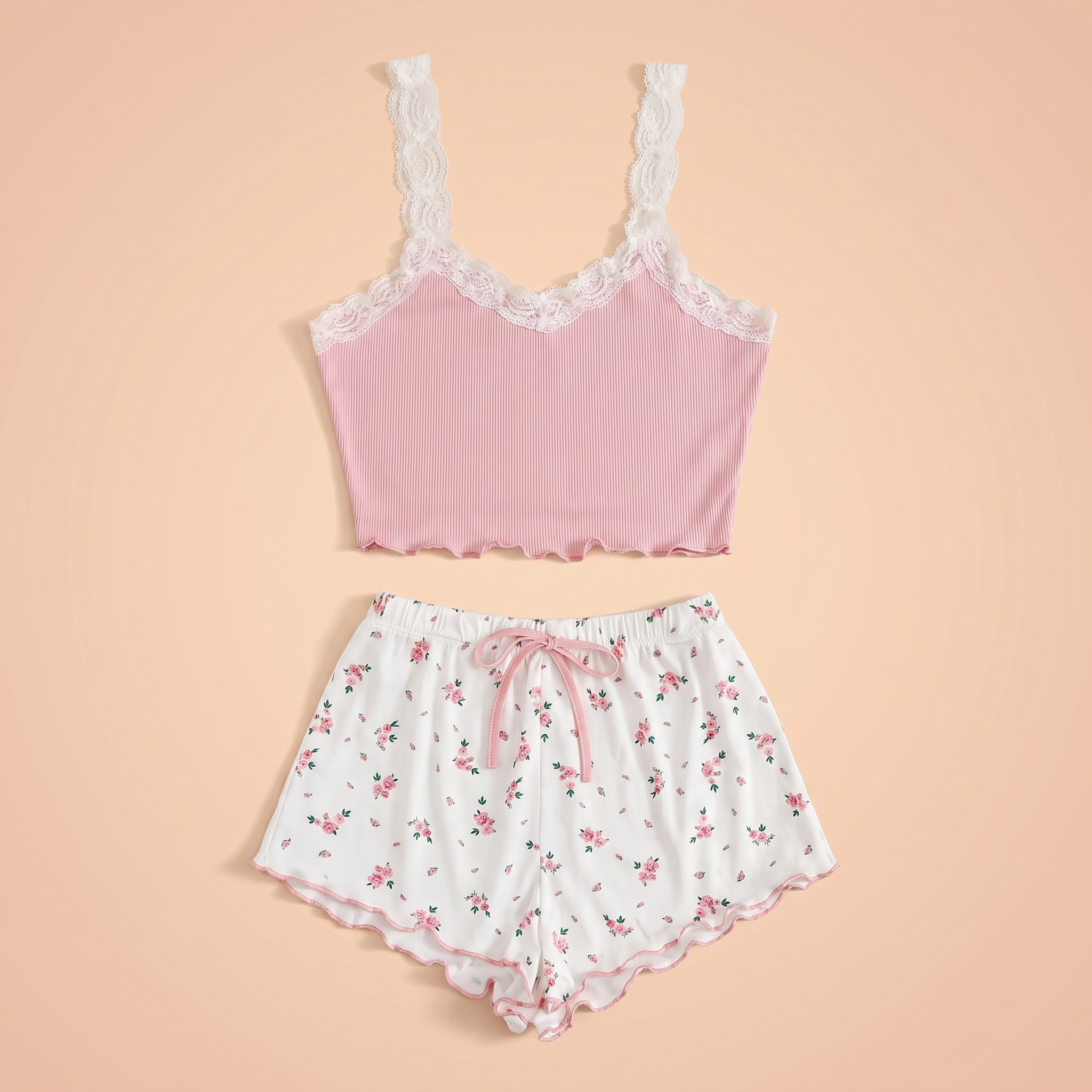 Lovellee Ribbed Camisole Shorts Set
