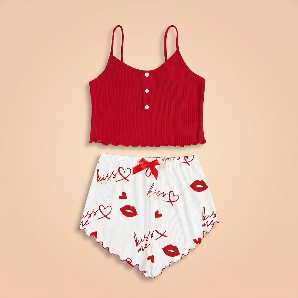 Lovellee Ribbed Camisole Shorts Set
