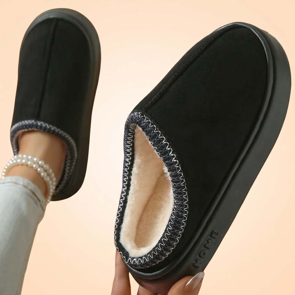 Lovellee Faux Suede Home Slippers Warm Cotton Lined Non-Slip
